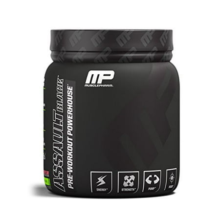 MusclePharm Assault Black Pre Workout Powder, Strawberry Lime, 30