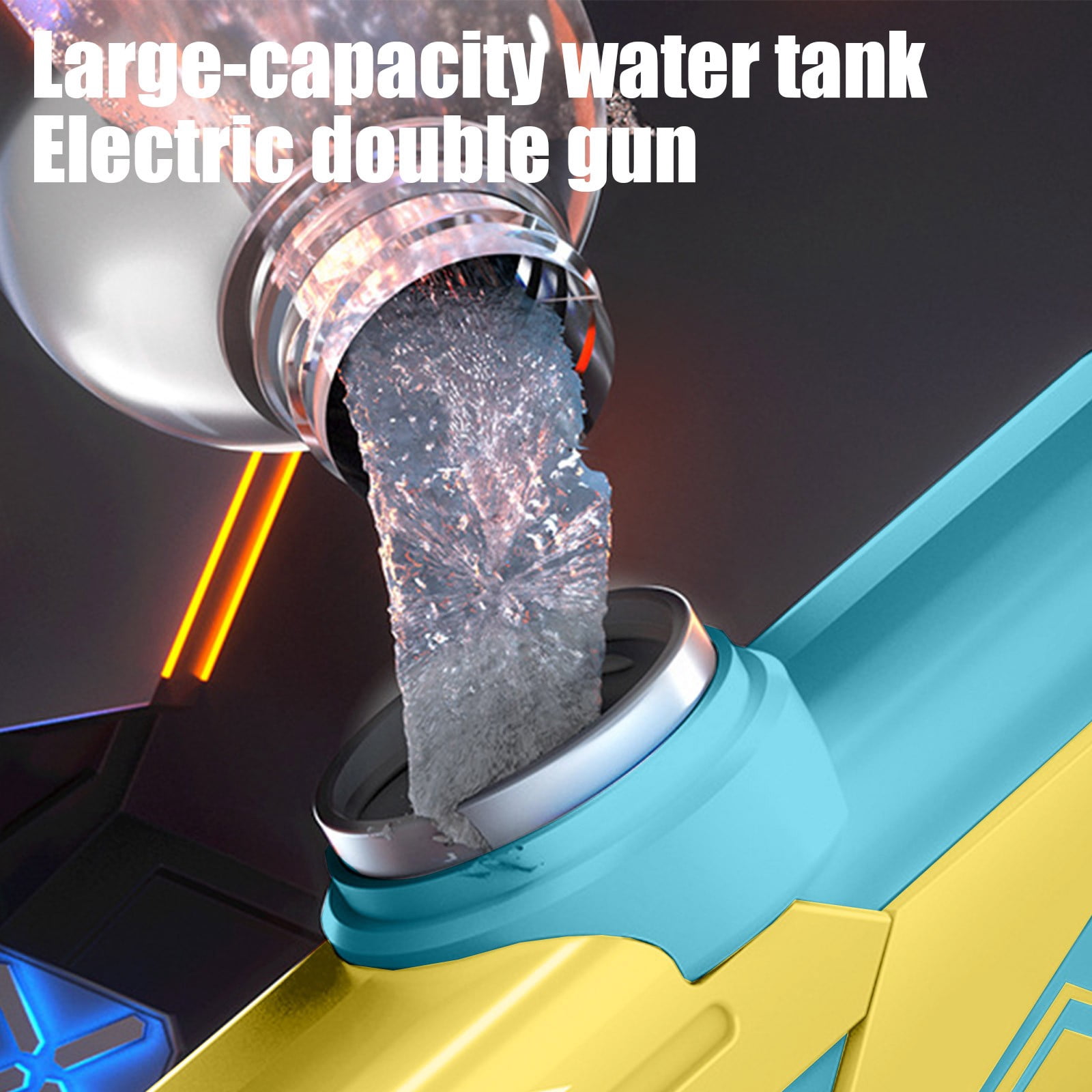 Dual Electric and Manual Water Blaster Guns with Large Water Storage Tank, Rechargeable Power, Mother Child Design for Splash Battles, Outdoor Water Fights, Pool Parties and Summer Backyard Fun