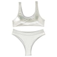 thumbnail image 4 of WEIGFI Women'S Bikini Sets 2 Piece Swimsuit Top And Triangle Bottoms Cheeky Swimwear Solid Color Spaghetti Strap Crew Neck Elegant Summer Pool Stylish Party Beachwear,Silver,XL, 4 of 7