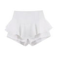 thumbnail image 3 of CUZIBR Women Ballet Mini Skirts Solid Color Smocked High Waist Ruffles Tiered Elegant Flowy Casual Boho Layered Pleated Beach Short Skirt,White,S/2, 3 of 3