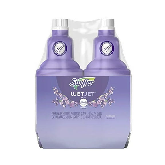 Swiffer WetJet Multi-Purpose Floor Cleaner Solution with Febreze Refill, Lavender Scent, 2 Pack of 42.2 fl oz Each