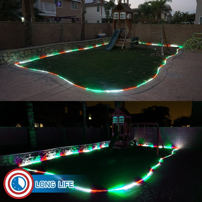  Russell Decor LED Rope Lights Red White Blue Patriotic Lights  with 10-Level Dimmable Remote Control Decoration for 4th of July Christmas  Outdoor Living Lights (100 feet) : Home & Kitchen