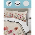 thumbnail image 4 of Pink Orange Teal Spring Floral Full Size Down Alternative Comforter,Lightweight Comforter Quilt Bedding Set with Pillow Shams Watercolor Botanical Summer Flowers Bed Comforter Duvet Insert 78"x90", 4 of 7