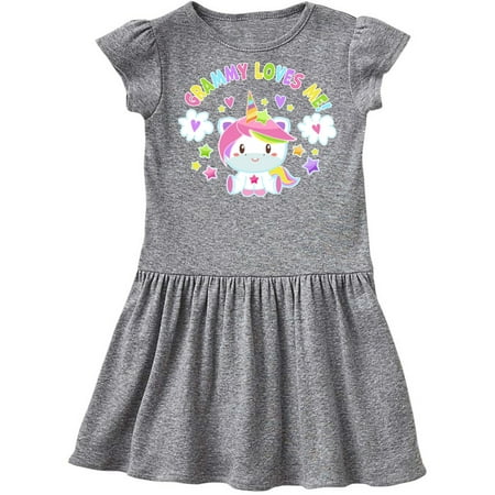 

Inktastic Grammy Loves Me with Cute Rainbow Unicorn Gift Toddler Girl Dress