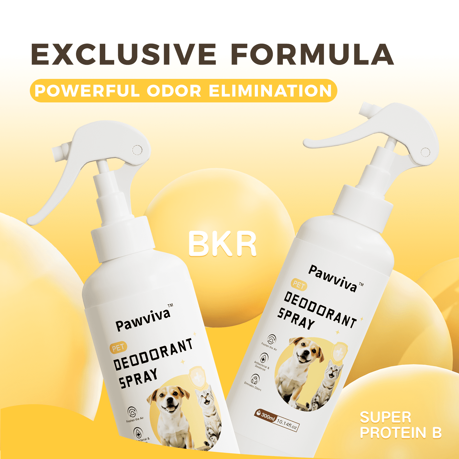 Pawviva Pet Deodorant Spray, 300ml - Odor Eliminator & Freshener for Dogs, Cats & Small Pets, Safe for Home, Furniture & Litter Boxes, Long-Lasting Pet Odor Remover Spray