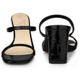 thumbnail image 2 of Unique Bargains Women's Dual Strap Embossed Chunky Heels Slide Sandals Black 6, 2 of 6