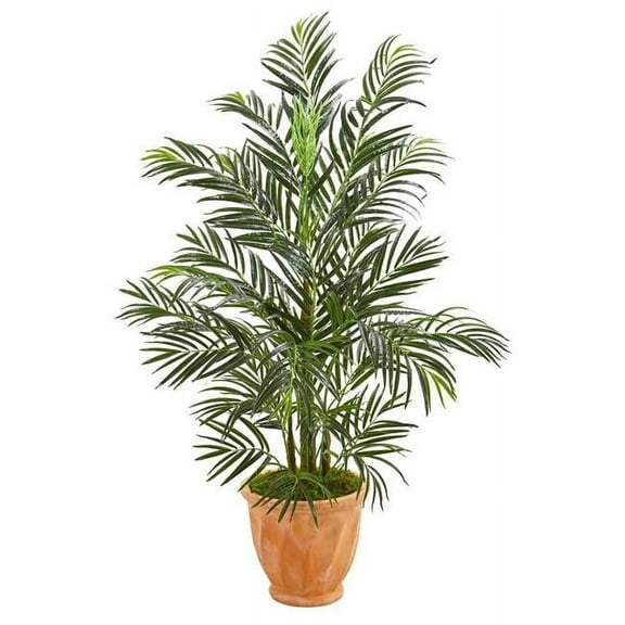 Nearly Natural 5623 4 ft. Areca Palm Artificial Tree in Terra-cotta Planter