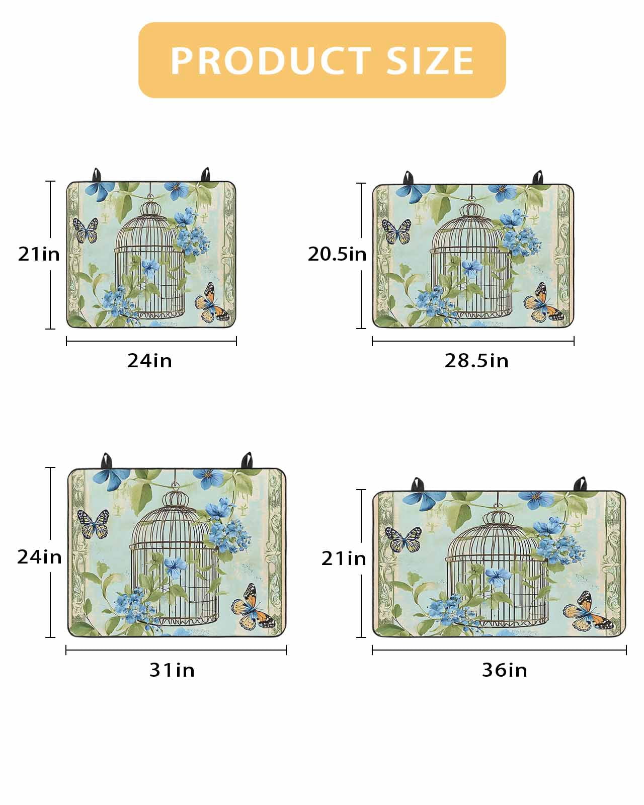 nqOlkjepod Large Induction Cooktop Protector Mat 36"x21", Birds Cage Stove Top Covers for Electric Stove, Green Botanical Blue Floral Decorative Stove Burner Cover Mats, Glass Top Stove Cover