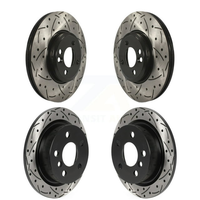 DS-One Front Rear Coated Drilled Slotted Disc Brake Rotors Kit for Car 2015 Mini Cooper 2.0L 1.5L with 294mm Diameter Rotor 4 Lug Wheels KD-100484