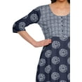 thumbnail image 3 of Moomaya Printed A-Line&nbsp;Kurtis&nbsp;For Women 3/4 Sleeve Kurta Summer Tunic, 3 of 5