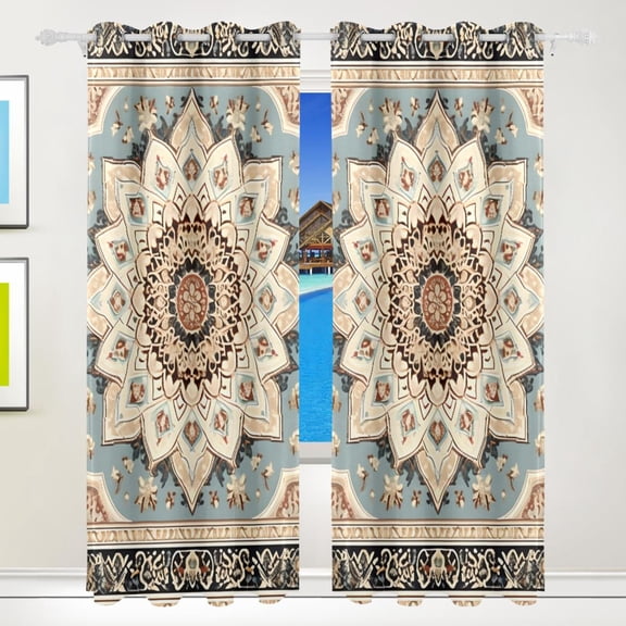 Pattern Boho Bohomia Curtains Black Out 72 Inch Length Curtains for Sliding Glass Doors Bedroom Living Room 2 Pack