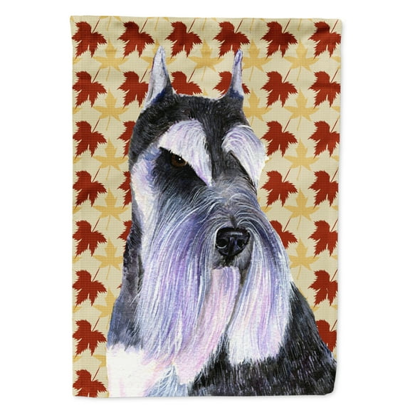 Carolines Treasures SS4379-FLAG-PARENT Schnauzer Fall Leaves Portrait Flag  multicolor