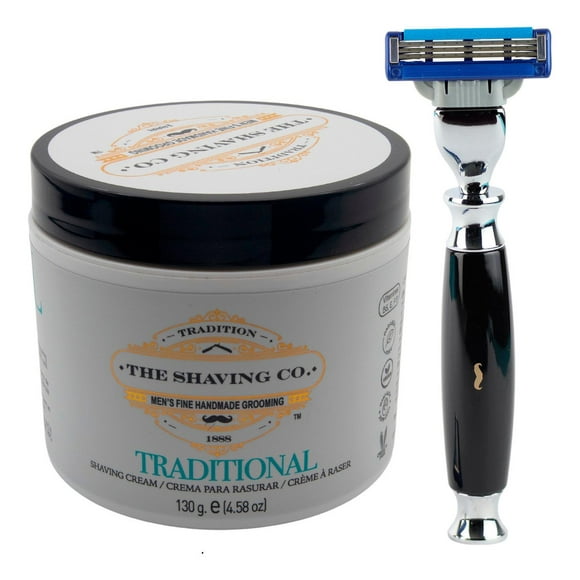 The Shaving Co Kit Rastrillo Negro Y Crema De Afeitar Menta amarillo 1
