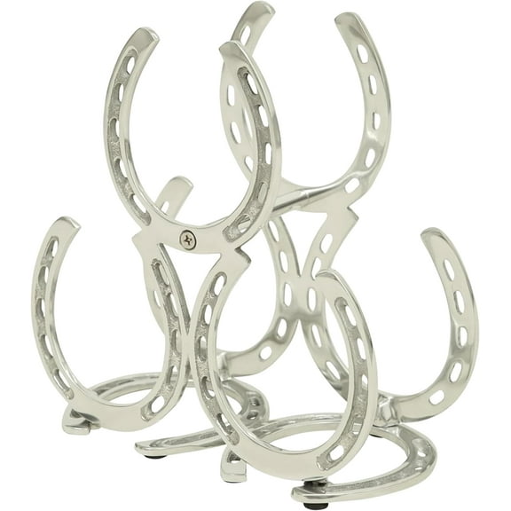 Huntley Horse Shoe 3 Bottle Wine Rack, Aluminum, Silver Finish