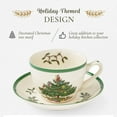 thumbnail image 3 of Spode Christmas Tree Teacup & Saucer Set - 7 Oz Earthenware Cup for Tea, Coffee, Cappuccino, Espresso - Holly & Mistletoe Holiday Accents - Holiday Collection Design for Gifting, 3 of 7