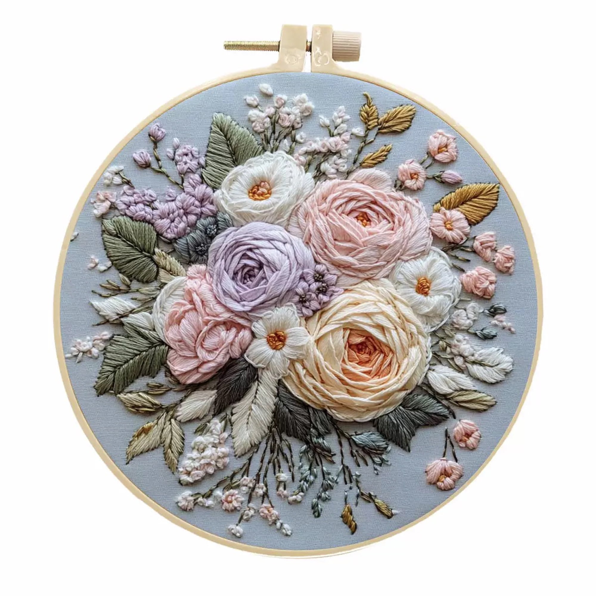 4 Pack Floral Bouquet Embroidery Kits for Adults Beginners Realistic Wedding Flowers Needlepoint DIY Hoop Art Craft Set