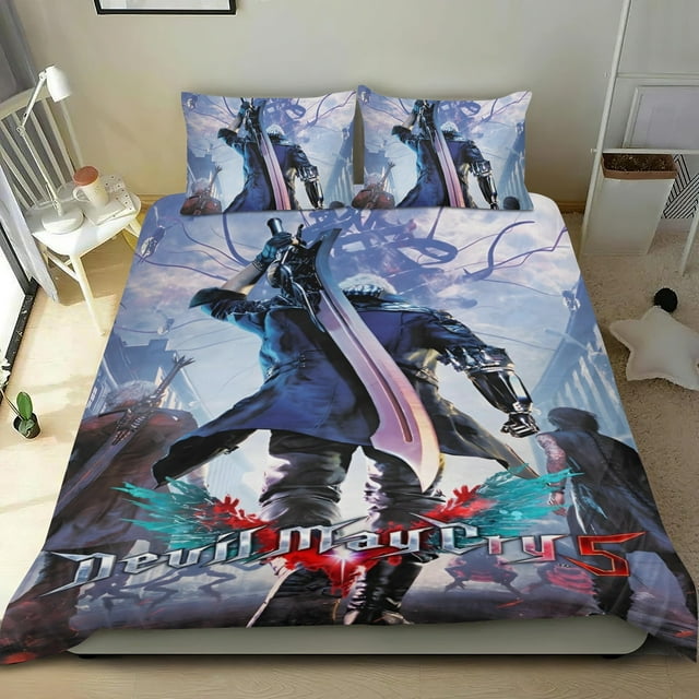 Devil May Cry Conjunto de sábanas temático, trío de piezas, cómodo y amigable con la piel, diseño único, regalo de decoración para el hogar para familiares, amigos y fans,135cm *200cm