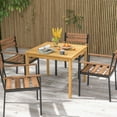 thumbnail image 4 of Costway Patio Dining Table Acacia Wood Square Outdoor Bistro with 1.9'' Umbrella Hole Yard, 4 of 11