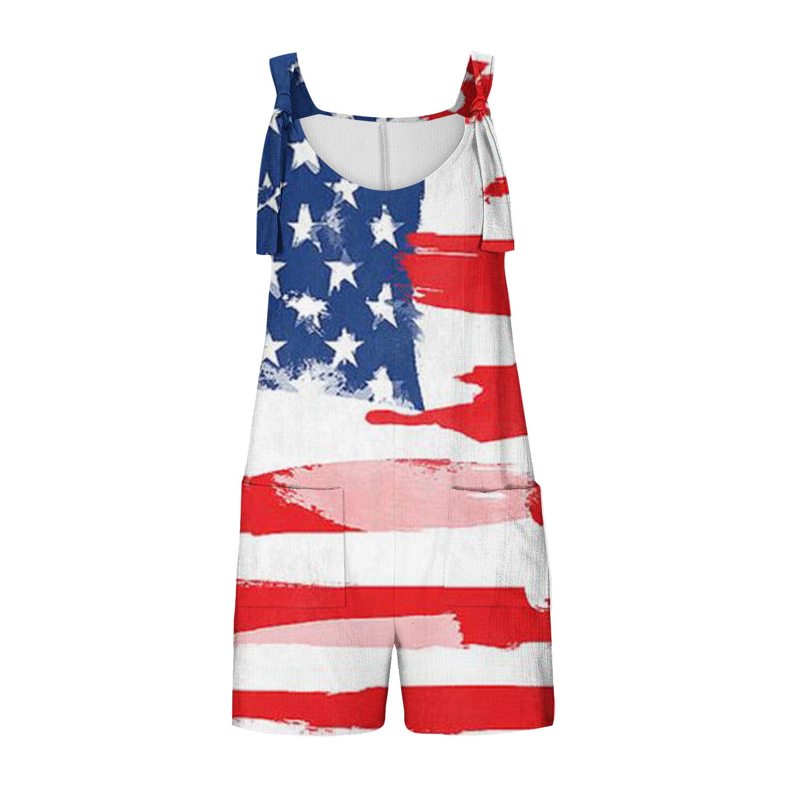 Utoimkio Clearance American Flag Overalls Bib Shorts 4th of
