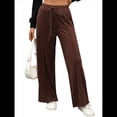thumbnail image 1 of Pantalones Deportivos de Pierna para Mujer, Cintura Alta, Holgados y con Cordón Ajustable Color Café S, 1 of 9