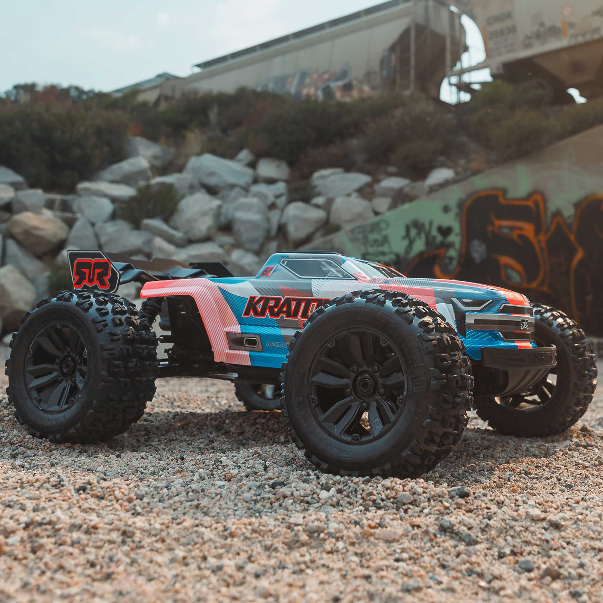 ARRMA RC Truck 1/8 KRATON 4X4 6S BLX BRUSHLESS V6 SPEED TRUCK RTR Battery and Charger Not Included Blue/Orange ARA8608V6T1