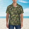 thumbnail image 2 of Gaeub Green Skulls Print Men's Hawaiian Shirt,Button Down Short Sleeves Shirts,Tropical Beach Casual Button Down Shirts,Medium, 2 of 7