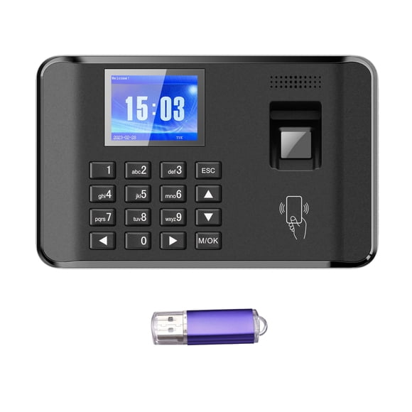 Machine de Présence Intelligente à Empreinte Digitale Biométrique avec Mot de Passe, Horloge de Temps, Enregistreur d'Enregistrement pour Employés, Écran LCD 2,4 Pouces, Invite Vocale, 11 Langues, Fonction Carte, Machine de Présence