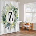 thumbnail image 4 of Letter Z Shower Curtain, Alphabet Green Eucalyptus Leaves Plant Simple Waterproof Shower Curtain Set with 12 Hooks Lightweight Bath Curtains Fabric Bathroom Decor 48x72 Inches, 4 of 9