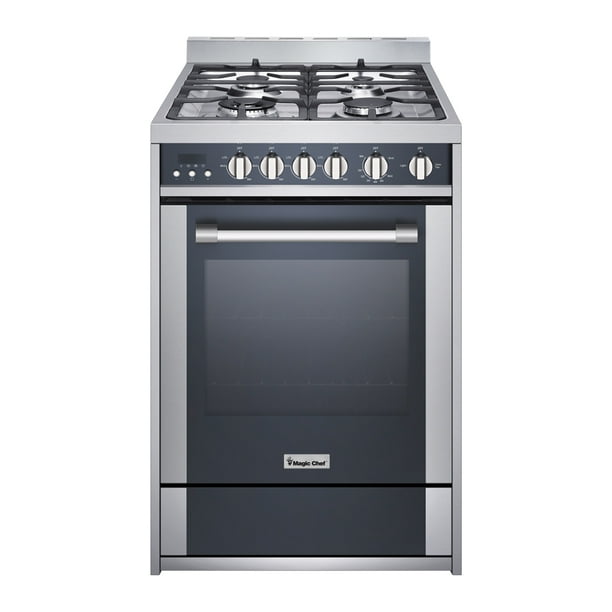 Magic Chef 24 Inch Freestanding Gas Range, Stainless and Black