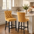 thumbnail image 3 of Widened Counter Height Bar Stools Set of 4, Yellow Wood Bar Stools for Kitchen Island, Modern Barstools with Backs, Sillas para Barra de Cocina, Velvet Counter Height Chairs (Gold, 4Pcs), 3 of 4