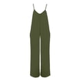thumbnail image 6 of Adjustable Strap Jumpsuits Women V Neck Casual Summer Sleeveless Loose Jumpsuit Long Pants Rompers with Pockets Army Green L, 6 of 7