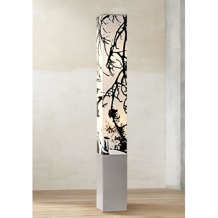 Flare Tower Lamp - Possini Euro Design Asian Floor Lamp Gray Metal Tower Base Autumn Branch Shade Design for Living Room Bedroom