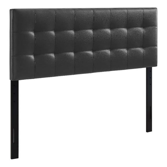 Kingfisher Lane King Upholstered Faux Leather and Wood Headboard in Black