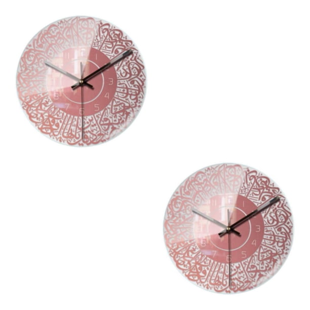 Reloj de pared silencioso islámico de 30cm para el hogar dormitorio de cuarzo decoración musulmana Oro rosa Billuyoard