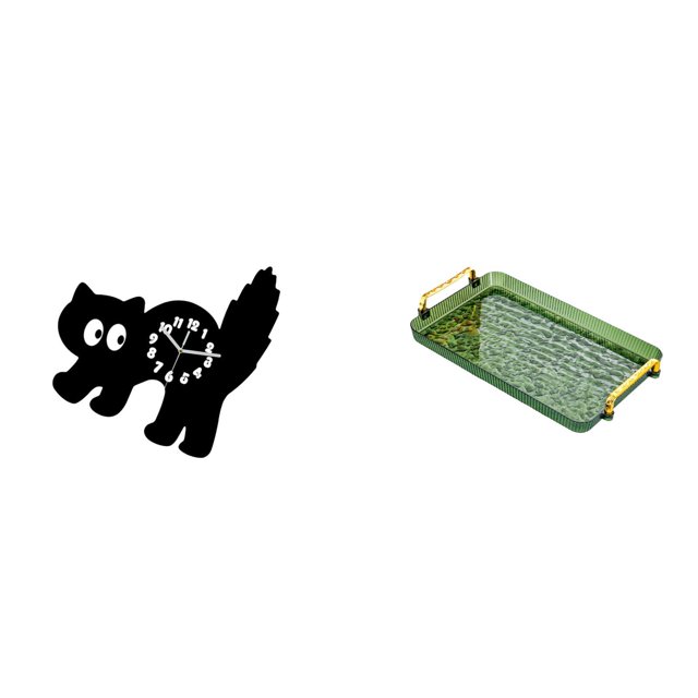 Reloj de pared con forma de gato, silencioso, sin , decorativo, de acrílico, rectangular, con asa, ideal para dormitorio, baño o sala de estar.