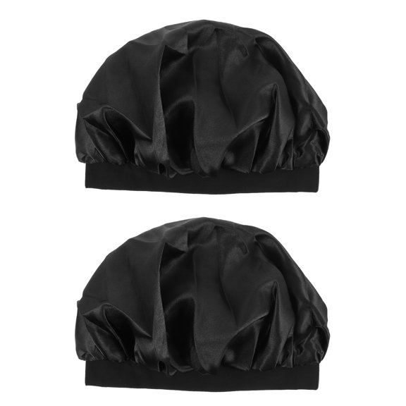 TAILTOSS 2-Pack Elastic Sleep Caps Wide Side Night Hats for Comfortable and Secure Sleep