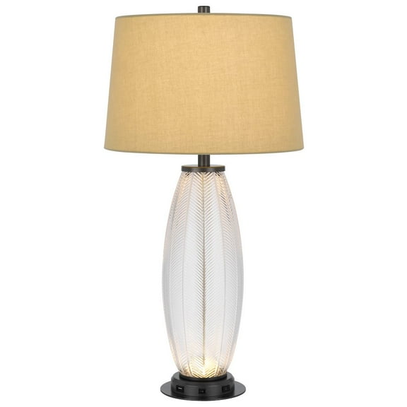 Cal Lighting 100W led Mansfield glass table lamp with 2W led night light and 2 USB Outlets