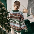 thumbnail image 4 of Womens Sweater Womens Casual Lightweight Vintage Fair Isle Sweater Raglan Sleeve Crew Neck Knitted Pullover Comfy Warm Fall Tops Fall Sweaters XL Green, 4 of 7