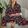 thumbnail image 6 of Rateoe red Minimalist Snowflake Pattern Womens Pajamas Set Long Sleeve Sleepwear Button Down Nightwear Soft Cotton Pj Lounge Sets-XX-Large, 6 of 7