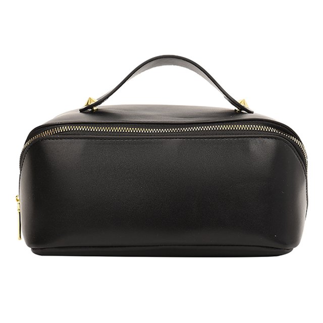 Bolso De Cosméticos Bolsa de cosméticos de cuero PU de gran capacidad bolsas de lavado impermeables para acampar (negro) Ehuebsd Para Estrenar