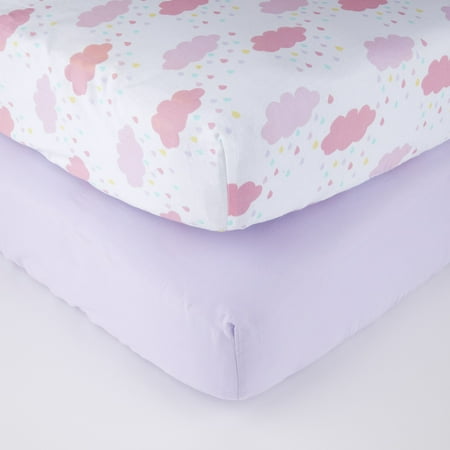 Parent's Choice Fitted Crib Sheets, Rainbow Drops, 2