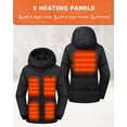 thumbnail image 2 of Venustas Women's Down Heated Jacket with Battery Pack 7.4V and Detachable Hood, 5 Heating Zones, Heated Coat for Women (Black,XS), 2 of 7