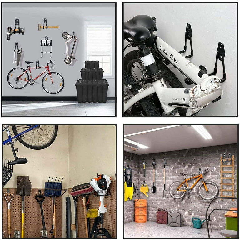2pcs Garage Storage Hooks & Hangers, Heavy Duty Wall Mount Utility Double  Garage Organizer for Garden Organizing Tools Black 