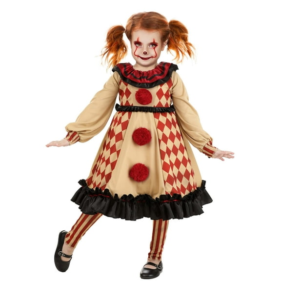 Girl's Toddler Little Creepy Clown Costume