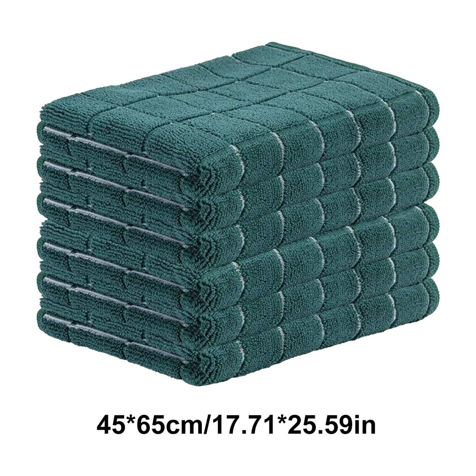 Premium Kitchen Towel and Dish Cloth Value Set: Highly Absorbent, Super Soft, Long-Lasting, Checked and Solid Hand Towels, Tea Towels, Bar Towels - 6 Pack(Green)