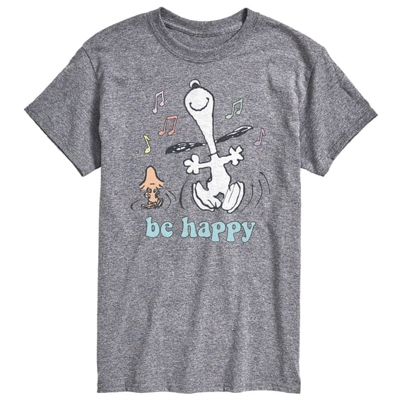 Peanuts - Be Happy Snoopy and Woodstock - Men's Short Sleeve Graphic T-Shirt