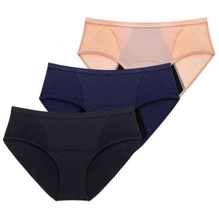 

Spdoo Lace Period Underwear for Women Leakproof Period Panties 3-Pack Black/Beige/Dark Blue 2XL/8