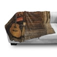 thumbnail image 2 of Music Soft Flannel Fleece Throw Blanket, Music Instruments on Wooden Stage in Pub Beverage Cafe Counter Bar, Cozy Plush for Indoor and Outdoor Use, 60" x 80", Dark Orange Sand Brown, by Ambesonne, 2 of 5