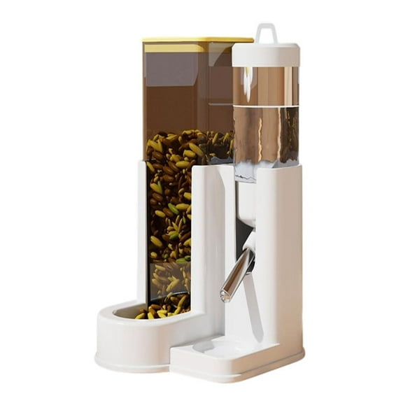 Automatic Rabbit Feeder & Water Dispenser, 2 - in - 1 Small Pet Hydration System, Leak - Proof Design, Indoor/Outdoor Travel Cage Use, Stable for Bunny Hamster,Yellow