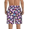 thumbnail image 3 of KLL Skull colorful mushroom rainbow Men's Casual Summer Beach Shorts Hawaiian Shorts with Pockets-X-Large, 3 of 5